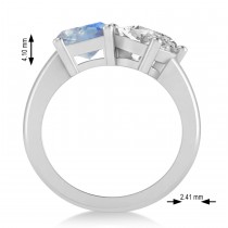 Emerald/Oval Diamond & Moonstone Toi et Moi Ring 14k White Gold (5.50ct)