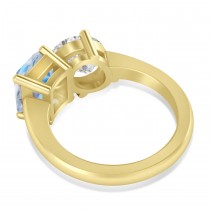 Emerald/Oval Diamond & Moonstone Toi et Moi Ring 14k Yellow Gold (5.50ct)