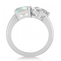 Emerald/Oval Diamond & Opal Toi et Moi Ring 14k White Gold (5.50ct)