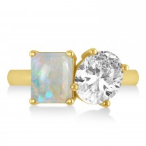 Emerald/Oval Diamond & Opal Toi et Moi Ring 14k Yellow Gold (5.50ct)