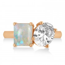 Emerald/Oval Diamond & Opal Toi et Moi Ring 18k Rose Gold (5.50ct)