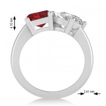 Emerald/Oval Diamond & Ruby Toi et Moi Ring 14k White Gold (5.50ct)