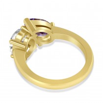 Pear/Oval Diamond & Lab Alexandrite Toi et Moi Ring 18k Yellow Gold (6.00ct)