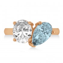Pear/Oval Diamond & Aquamarine Toi et Moi Ring 14k Rose Gold (6.00ct)