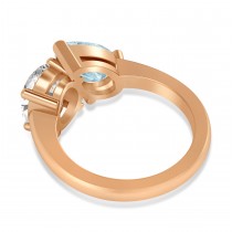 Pear/Oval Diamond & Aquamarine Toi et Moi Ring 14k Rose Gold (6.00ct)