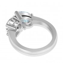 Pear/Oval Diamond & Aquamarine Toi et Moi Ring 14k White Gold (6.00ct)