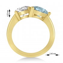 Pear/Oval Diamond & Aquamarine Toi et Moi Ring 14k Yellow Gold (6.00ct)