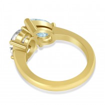 Pear/Oval Diamond & Aquamarine Toi et Moi Ring 18k Yellow Gold (6.00ct)
