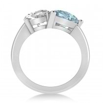 Pear/Oval Diamond & Aquamarine Toi et Moi Ring Platinum (6.00ct)