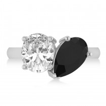 Pear/Oval Black & White Diamond Toi et Moi Ring Platinum (6.00ct)