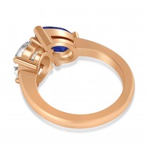 Pear/Oval Diamond & Blue Sapphire Toi et Moi Ring 14k Rose Gold (6.00ct)