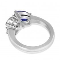 Pear/Oval Diamond & Blue Sapphire Toi et Moi Ring 14k White Gold (6.00ct)