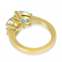 Pear/Oval Diamond & Blue Topaz Toi et Moi Ring 14k Yellow Gold (6.00ct)