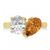Pear/Oval Diamond & Citrine Toi et Moi Ring 14k Yellow Gold (6.00ct)