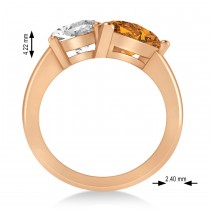 Pear/Oval Diamond & Citrine Toi et Moi Ring 18k Rose Gold (6.00ct)