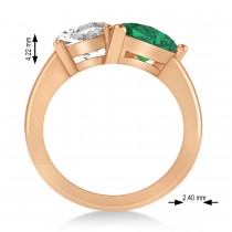 Pear/Oval Diamond & Emerald Toi et Moi Ring 14k Rose Gold (6.00ct)