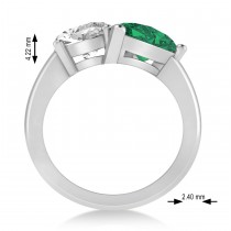 Pear/Oval Diamond & Emerald Toi et Moi Ring 18k White Gold (6.00ct)