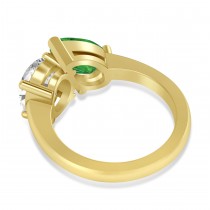 Pear/Oval Diamond & Emerald Toi et Moi Ring 18k Yellow Gold (6.00ct)