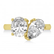 Pear/Oval Lab Grown Diamond Toi et Moi Ring 18k Yellow Gold (6.00ct)