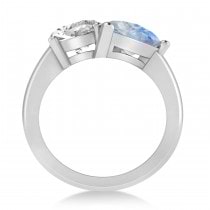 Pear/Oval Diamond & Moonstone Toi et Moi Ring Platinum (6.00ct)