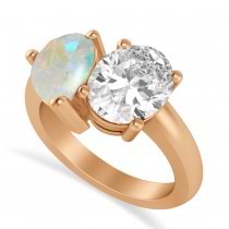 Pear/Oval Diamond & Opal Toi et Moi Ring 18k Rose Gold (6.00ct)