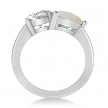 Pear/Oval Diamond & Opal Toi et Moi Ring 18k White Gold (6.00ct)