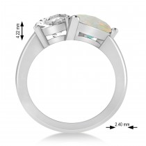 Pear/Oval Diamond & Opal Toi et Moi Ring 18k White Gold (6.00ct)