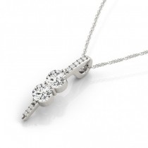Two Stone Diamond Drop Pendant Necklace 14k White Gold (0.34ct)