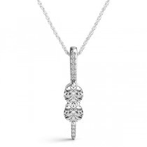 Two Stone Diamond Drop Pendant Necklace 14k White Gold (0.34ct)