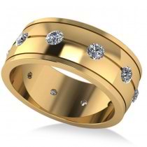 Men's Diamond Ring Eternity Wedding Band 14k Yellow Gold (1.00ct)