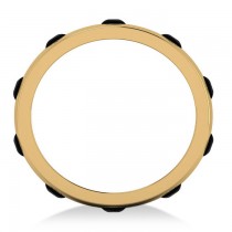 Men's Black Diamond Ring Eternity Wedding Band 14k Yellow Gold (1.00ct)
