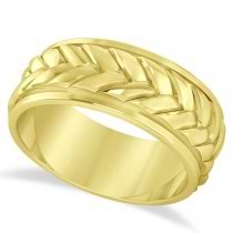 Men's Braided Band Eternity Ring 14k Yellow Gold