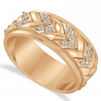 Men's Diamond Braided Band Eternity Ring 14k Rose Gold (0.20ct)