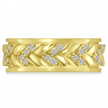 Men's Diamond Braided Band Eternity Ring 14k Yellow Gold (0.20ct)