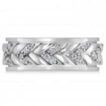 Men's Diamond Braided Band Eternity Ring 18k White Gold (0.20ct)