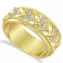 Men's Diamond Braided Band Eternity Ring 18k Yellow Gold (0.20ct)