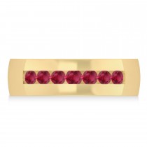 Men's Ruby Channel Set Wedding Band 14k Yellow Gold (0.49ct)