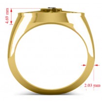 Men's Black Diamond Nautical Compass Ring 14k Yellow Gold (0.25ct)