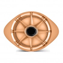 Men's Black Diamond Nautical Compass Ring 18k Rose Gold (0.25ct)