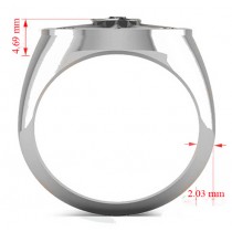 Men's Black Diamond Nautical Compass Ring 18k White Gold (0.25ct)