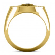 Men's Black Diamond Nautical Compass Ring 18k Yellow Gold (0.25ct)
