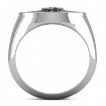 Men's Diamond Nautical Compass Fashion Ring 14k White Gold (0.25ct)