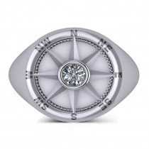 Men's Diamond Nautical Compass Fashion Ring 18k White Gold (0.25ct)