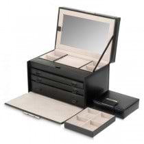 Women's 3 Drawer Genuine Leather Jewelry Box w/ Mirror Travel Case