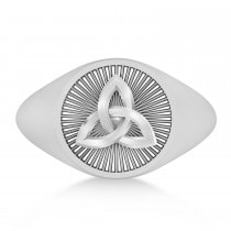 Men's Celtic Knot Signet Ring in 14k White Gold