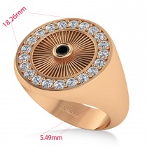 Men's Halo Diamond & Black Diamond Fashion Signet Ring 14k Rose Gold (0.68ct)