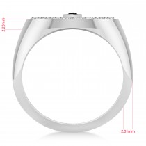Men's Halo Diamond & Black Diamond Fashion Signet Ring 14k White Gold (0.68ct)