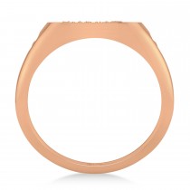 Men's Textured Detail Fashion Signet Ring 14k Rose Gold