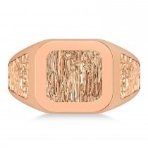 Men's Textured Detail Fashion Signet Ring 14k Rose Gold