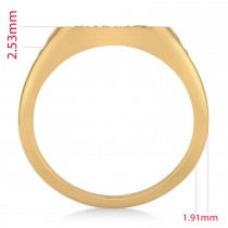 Men's Textured Detail Fashion Signet Ring 14k Yellow Gold